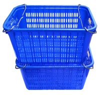 Caisse de rangement logistique empilable en plastique PE avec poignée en fer, maille perforée, recyclable et durable, 35L
