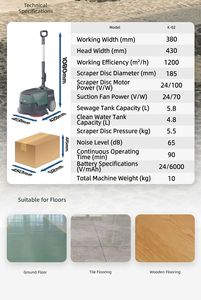 Professional School Floor Scrubber <b>Machine</b> With Smart Control, <b>Walk</b> Behind Industrial Ultra-Lightweight & Ergonomic the Compact - Product Image 5