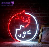 Niedliches Tai Chi Katzen-LED-Neonschild, USB-Wanddekorationsleuchte, Tier-Ornament für Zoohandlungen, Kinderzimmer, Tierpartys & Geburtstagsgeschenk