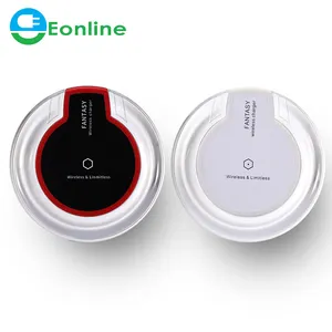 EONLINE-cargador inalámbrico de 5W K9, cargador redondo de cristal ultrafino con receptor de carga inalámbrica para iPhone, Xiaomi, Huawei y Samsung