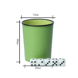 Logotipo personalizado de fábrica china, vaso de dados de cuero en forma de trompeta verde, para actividades de entretenimiento, juegos de Casino