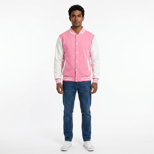FINER THREADS Customized Super Quality <b>Men's</b> Varsity <b>Jacket</b> 100% Cotton Front Logo Breathable Stand Collar Covered Button Winter - Product Image 1