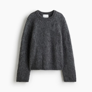 Suéter de <span class=keywords><strong>Cuello</strong></span> Redondo de Mezcla de Mohair Informal de Invierno de Lujo para <span class=keywords><strong>Mujer</strong></span>, Suéter de Punto Cepillado, Ajuste Holgado, Nailon, Elastano, Logotipo Frontal - Product Image 3