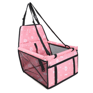 Asiento de coche para mascotas con diseño de huellas rosas, para perros, delantero o trasero, individual, impermeable, resistente al desgaste, material de PVC - Product Image 3