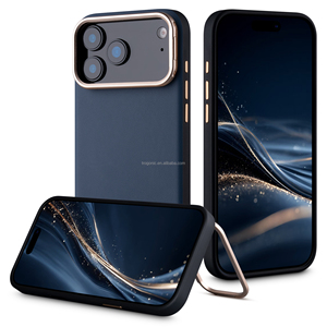 Étui en cuir véritable de luxe pour <span class=keywords><strong>iPhone</strong></span> 18, <span class=keywords><strong>coque</strong></span> antichoc magnétique avec support pliable - Product Image 1
