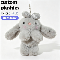 Porte-clés personnalisé OEM en peluche longue, lapin violet avec nœud décoratif, cadeau de vacances pour fille