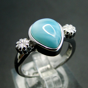 แหวนเงินแท้ 925 ชุบโรเดียม ประดับพลอยลาร์ิมาสีน้ำเงินธรรมชาติทรงลูกแพร์ สำหรับงานแต่งงานและวันครบรอบ - Product Image 2