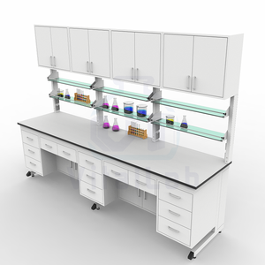 Reinweißer Wasserfester Metall-C-Rahmen Moderner Labor-Arbeitstisch Leicht zu Reinigender Schwebender Labortisch mit Steckdose - Product Image 4