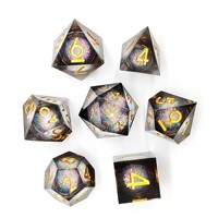 Deskjoy Movable Liquid Core D20 Dice Set Polyhedral Resin Longan Multi-Sided Metal Dnd Dungeons Dragons RPG Board Game