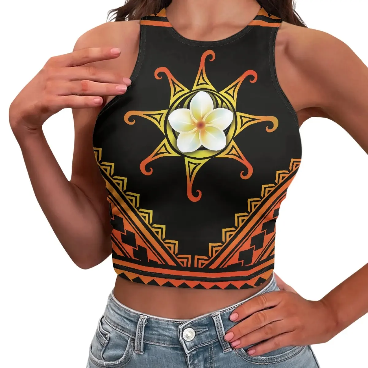 Hot Cô Gái Quần Áo Của Phụ Nữ Skinny Crop Top Tùy Chỉnh Polynesian In Hawaii Phong Cách Mỏng Tank Tops Thể Thao Phòng Tập Thể Dục Hàng Ngày Mặc