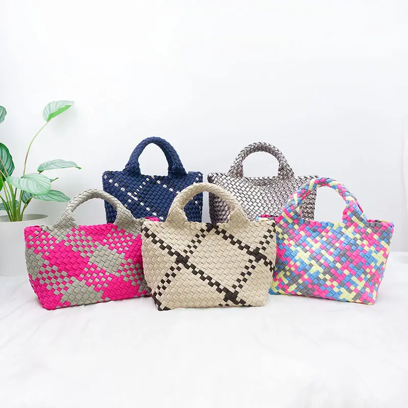 2023 UHP neoprene woven tote bags weave neoprene crossbody purse beach bag with small pouch custom bag