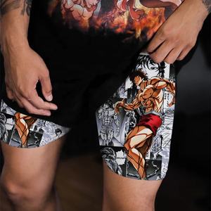Pantalones Cortos Deportivos de Anime para Hombre, Baki Hanma <span class=keywords><strong>Manga</strong></span>, Impresión 3D, 2 en 1, Pantalones Cortos de Rendimiento, Secado Rápido, Compresión Deportiva, Pantalones Cortos de Verano - Product Image 2