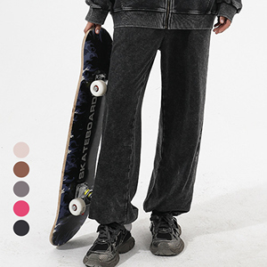 Pantalon de survêtement 350GSM lavé en détresse jambe droite surdimensionnée Streetwear Joggers - Product Image 3