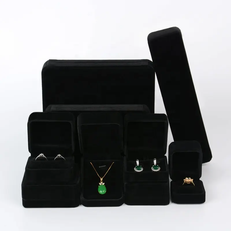 Brazalete de terciopelo de franela de lujo, logotipo personalizado, negro, regalo, collar, pendiente, anillo, joyería, caja de embalaje para