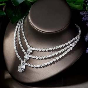 HIBRIDE Charming White Water Drop Dubai Jewelry Sets Wedding Necklace Earrings Sets for Women Bijoux Bijoux Mariage N-1222 - Product Image 5
