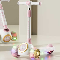 Trottinette pliable à 3 roues Tianxing Factory pour enfants, avec lumières LED clignotantes, hauteur réglable, roues en PU, pour garçons et filles