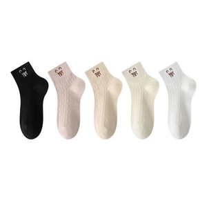 Women's Breathable Ankle Socks With Cartoon Bear Design Casual Sportswear Low Top Zhuji Made Polyester Fiber Sweat Absorbing - Product Image 4