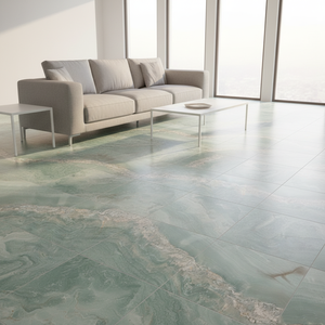 Dalle de quartzite vert poli de luxe, veinage naturel ondulé, finition haute brillance, carrelage en pierre naturelle moderne pour plateau de table à manger et mur intérieur - Product Image 5