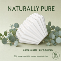 Fourniture en gros d'usine de filtre à café en papier biodégradable en pâte de bois vierge, de qualité alimentaire, en forme de panier à fond plat, pour torréfacteurs et marques