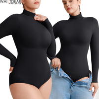 Vente en gros Waistdear Body sculptant pour femme à manches longues, ultra doux, sans couture, effet seconde peau, extensible, à entrejambe à boutons-pression, effet ventre plat