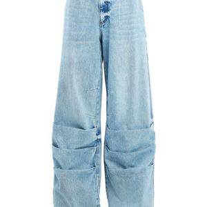 Jeans Casuales de Verano 2025, Estilo Nuevo, Holgados, 100% Algodón, Lavado Ácido Vintage, Pierna Ancha, Cintura Baja, para Mujer - Product Image 5