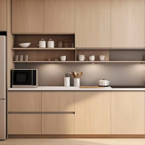 Gabinetes de Cocina de Alta Gama Totalmente en Madera, Personalizables con Encimeras de Mármol para Villas Modernas, para Decoración del Hogar - Product Image 1
