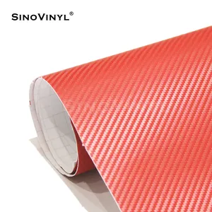 SINOVINYL Dry Stick 150 Micron colore rosso che cambia carrozzeria vinile Wrap adesivi per Laptop pellicola vinilica in fibra di carbonio 3D