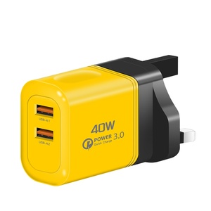 Enchufe del Reino Unido Carga rápida Cargador de pared USB Bloque de carga dual 40W 2 cargadores USB Cargador adaptador de viaje para <span class=keywords><strong>Iphone</strong></span> para Samsung - Product Image 1