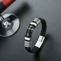 Pulsera trenzada de cuero cruzado de estilo vikingo nórdico para hombre, pulsera con cierre magnético elegante, amuleto vikingo de moda para sujetador