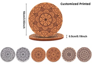 Sous-verres ronds en <span class=keywords><strong>feutre</strong></span> absorbant la chaleur, imprimés, personnalisés, pour boissons, verres à vin, tasses à thé, tasses à café - Product Image 3