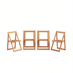 Set di 4 Sedie Pieghevoli da Giardino in Legno di Acacia, Arredamento da Esterno Naturale, Design Standard - Product Image 1