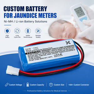 Batterie personnalisée pour jaunissemètre, <span class=keywords><strong>bilirubinomètre</strong></span>, <span class=keywords><strong>bilirubinomètre</strong></span> transcutané, Ni-MH, Li-ion, OEM, ODM - Product Image 2