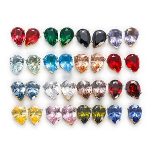 Factory direct Crystal clear and dazzling colorful drop zircon for jewelry and clothing decoration