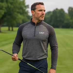 Design personnalisé vierge tricot léger sport hommes quart Zip Performance Pullover Golf Sweatshirt - Product Image 1