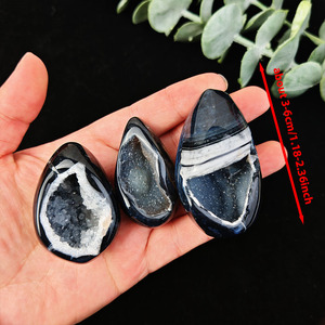 Œuf de géode de cristal noir sardonyx poli, pierre <span class=keywords><strong>avec</strong></span> druzy brillant, ornement de jardin pour la décoration, vente chaude - Product Image 5