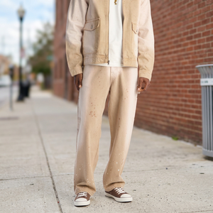Pantalones Cargo Beige para Hombre, de Algodón y Mezclilla, Corte Holgado, Estilo Utilitario, Color Sólido, para Primavera - Product Image 4