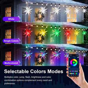 ไฟอัจฉริยะ RGB LED 3D แอปดาวแบบระเบิดได้, ไฟแอปที่สามารถพับเก็บได้ไฟดนตรีซิงค์โมราเวียวันหยุดตกแต่งถนนในคืนวันคริสต์มาส - Product Image 4