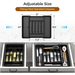 Organizzatore per <span class=keywords><strong>posate</strong></span> extra large espandibile, vassoio <span class=keywords><strong>porta</strong></span> <span class=keywords><strong>posate</strong></span> da cucina, organizer per utensili da cucina, <span class=keywords><strong>porta</strong></span> <span class=keywords><strong>posate</strong></span> regolabile - Product Image 3