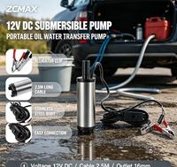 Pompe submersible ZCMAX 12V DC, mini pompe portable pour transfert d'huile et d'eau avec câble de 2,5 m pour le transfert de carburant de véhicule