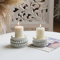 Chandeliers rustiques en bois perlé pour bougies, supports de bougies en bois massif, décorations pour cheminée, manteau de cheminée, centre de table