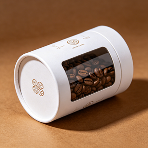 Custom Cylinder Paper Box With Clear Window Kraft Tube For Coffee Bean Custom Logo Packaging Retail Cafe Gift Display - Product Image 3