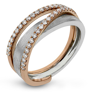 Anello da donna bicolore geometrico con zirconi cubici placcati alla moda - Product Image 1