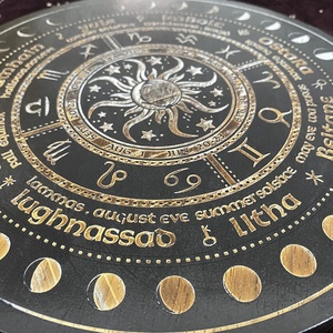 Zodiac Wheel Sign Wooden Carving Board <strong>Witch</strong> Supplies Kit with Wood Crafts Wooden Boxes Wall <strong>Signs</strong> - Product Image 3