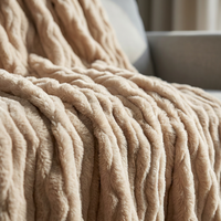 Plaid décoratif en fausse fourrure de lapin, jacquard 3D, doux et moelleux, pour canapé et lit, idéal pour la maison en hiver