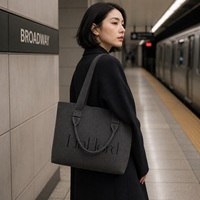 Sac fourre-tout en tricot de marque avec logo personnalisé et deux longueurs de poignées pour les choix de cadeaux des détaillants et les courses quotidiennes