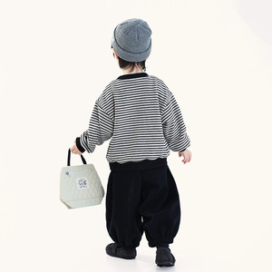 <span class=keywords><strong>Pull</strong></span> en <span class=keywords><strong>polaire</strong></span> pour bébé garçon, style coréen rayé, vêtements pour enfants, nouveau style d'hiver, imprimé teint en pièce, vêtement épais - Product Image 4