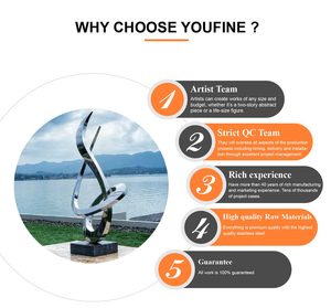 Sculpture abstraite en métal poli miroir sur mesure en acier inoxydable, moderne, pour extérieur, jardin, cour, villa, <span class=keywords><strong>piscine</strong></span>, <span class=keywords><strong>aménagement</strong></span> paysager - Product Image 5