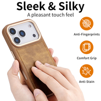 Housse de protection pour téléphone portable en cuir PU sans fil avec bouton métallique et chargeur magnétique pour iPhone 17 Pro Max