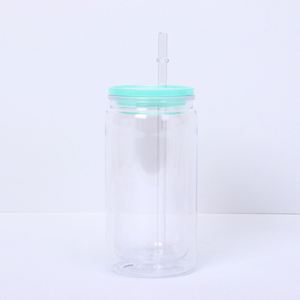Gobelet tendance et coloré en plastique à double paroi de 16 oz avec poignée et paille pour la maison, la cuisine et la salle à manger - Product Image 3