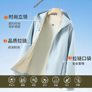 Veste d'extérieur coupe-vent personnalisée avec logo, unisexe, légère, à manches longues, imprimée, uniforme de travail, fine, simple couche - Product Image 5